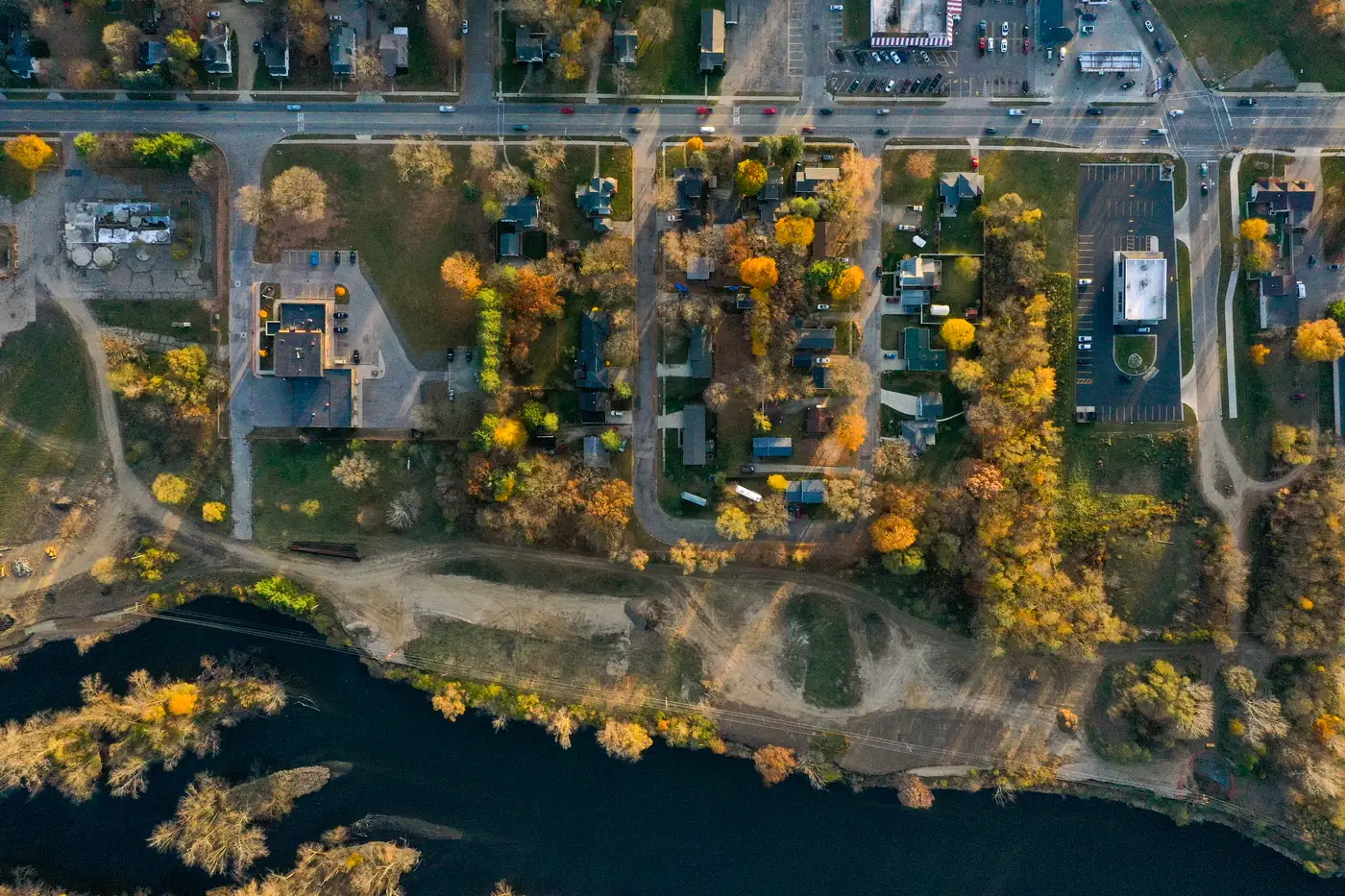 The Kalamazoo River from above in Plainwell